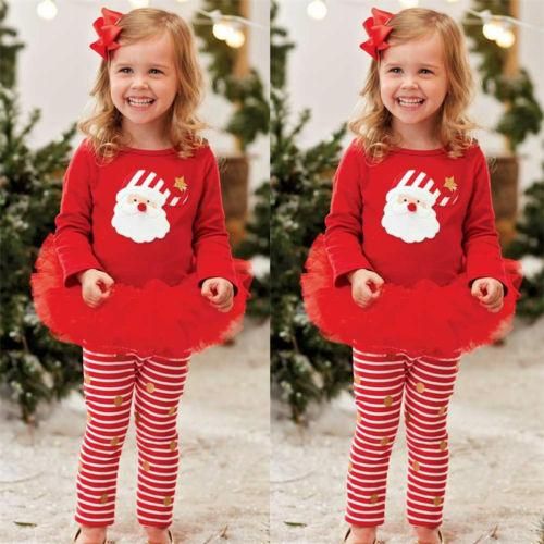 Christmas Newborn Baby Girl Dresses Set Fashion Casual Carton Dress Floral Outfits Clothes Girl Sets Wholesale