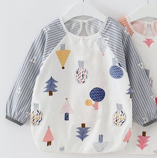 Baby Bandana Bibs Cute Cartoon Bibs Waterproof Infant Eating Children Drawing Long Short Sleeve Apron Baby Self Feeding Bib