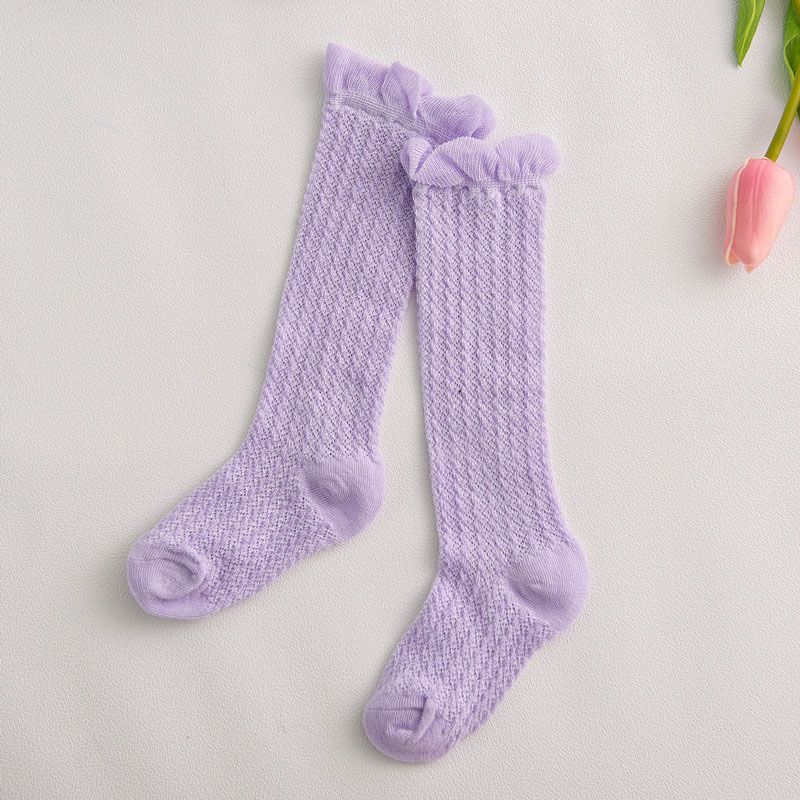 Newborn Baby Socks Lace Solid Color Summer Mesh Knee High Long Socks