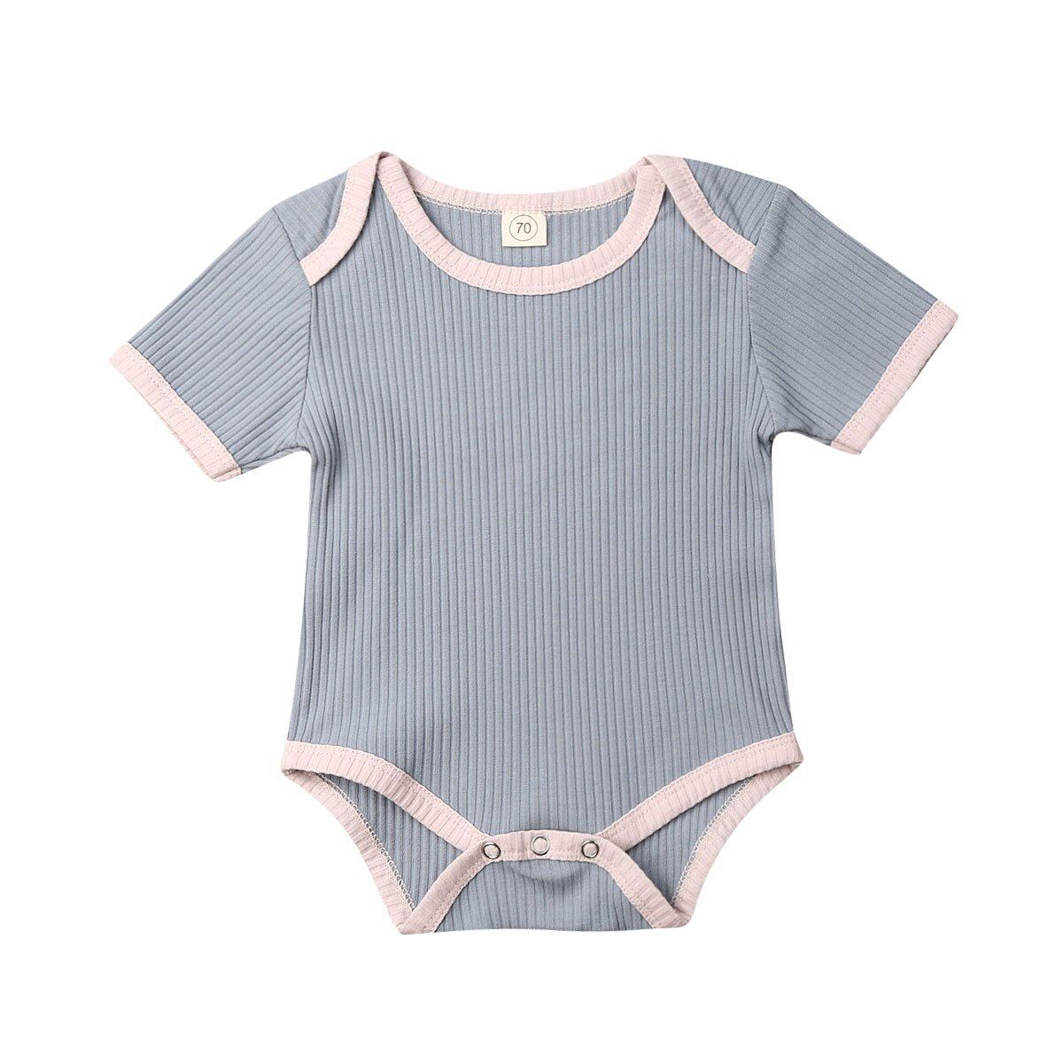 2019 Baby Summer Clothing Newborn Baby Boy Girl Jumpsuit Bodysuit Solid Autumn Outfits Knitted Cotton Ribbed Clothes
