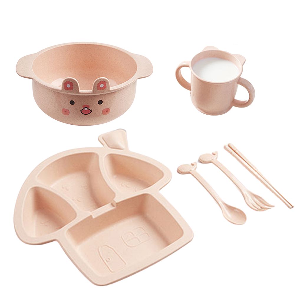 6Pcs/Set Baby Eco-friendly Tableware Grid Plate Fall Resistant Food Container Bowl