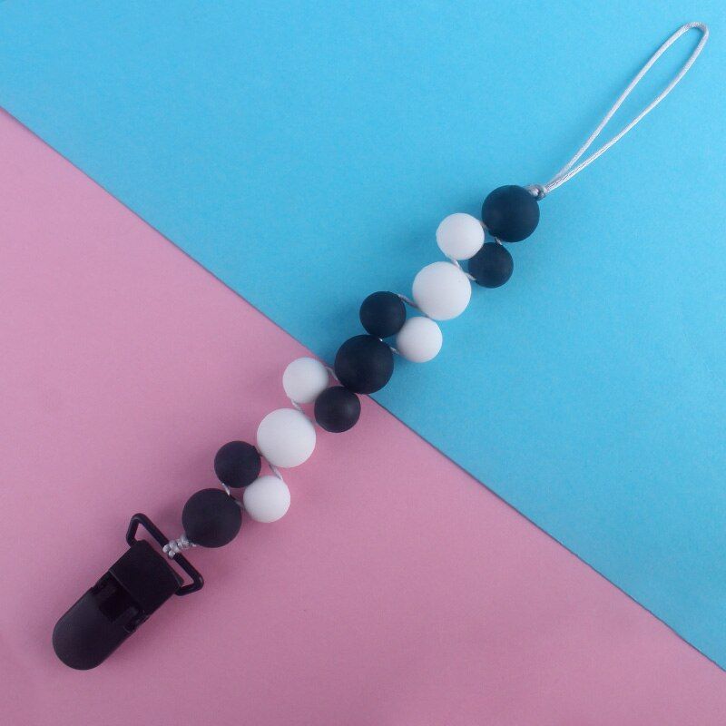 XCQGH Newest 15MM 12MM Round Silicone Pacifier Feeding Dummy Leash Strap Cute Pacifier Clips