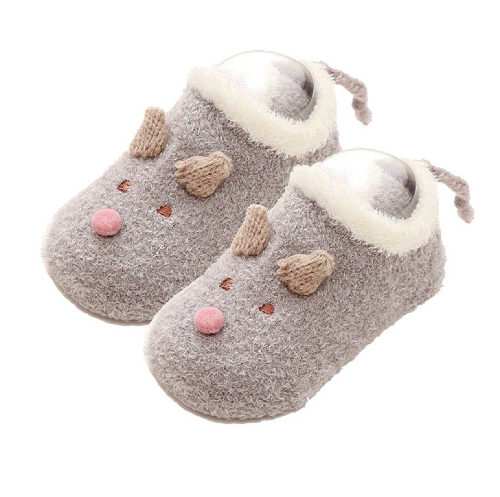 Newborn Infant Baby Boy Girls Anti Slip Shoes Cartoon Cotton Slipper Boots Socks Cartoon Warm Shoes Anti-slip Slipper  6-24 M
