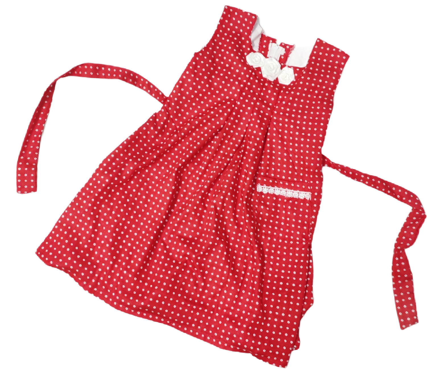 Cotton Lnen Fabric  Chunri Design For 5 to 6 Years Girl Red