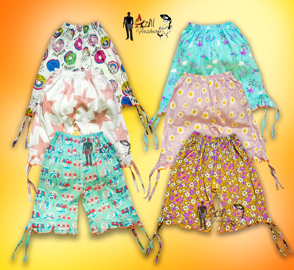 6 Pieces Multi Colors Leis half pant for girl by any color