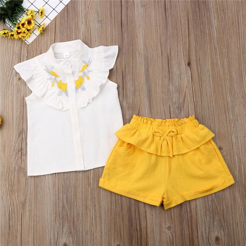 Summer Children Clothing Newborn Kids Girls Floral Printed Sleeveless Tops Shirt Short Pants Legging 2Pcs Princess Outfits Set