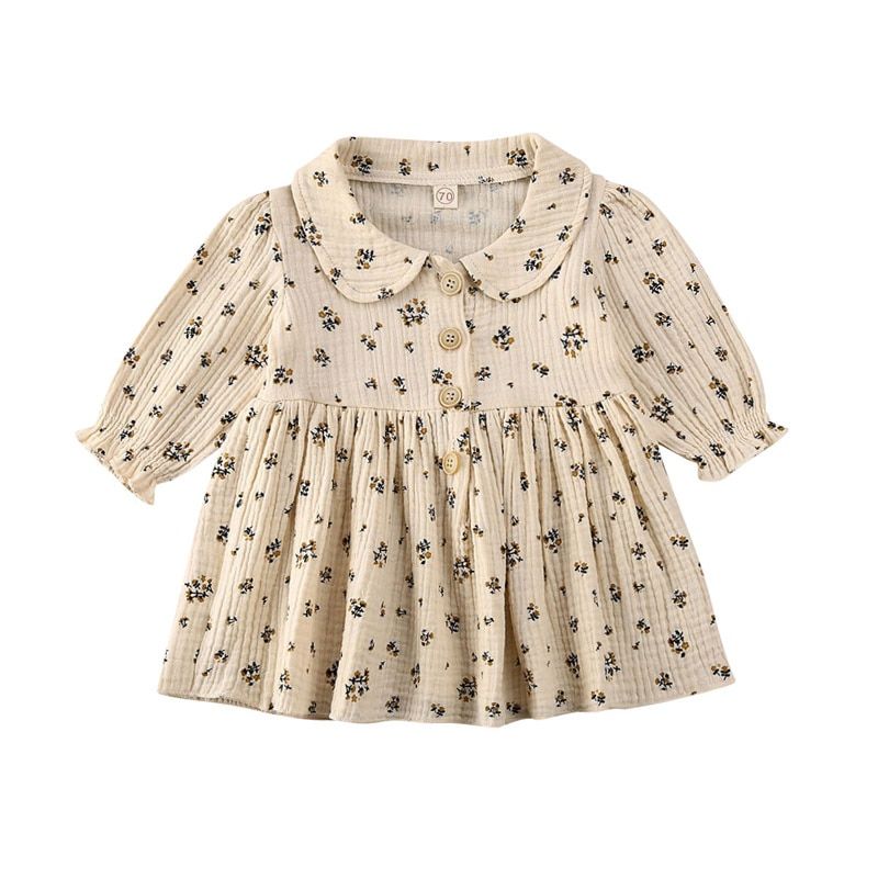 2020 Baby Spring Autumn Dresses Clothing Cute Newborn Infant Kids Baby Girls Party Floral Long Sleeve Dress Solid Clothes 0-4T