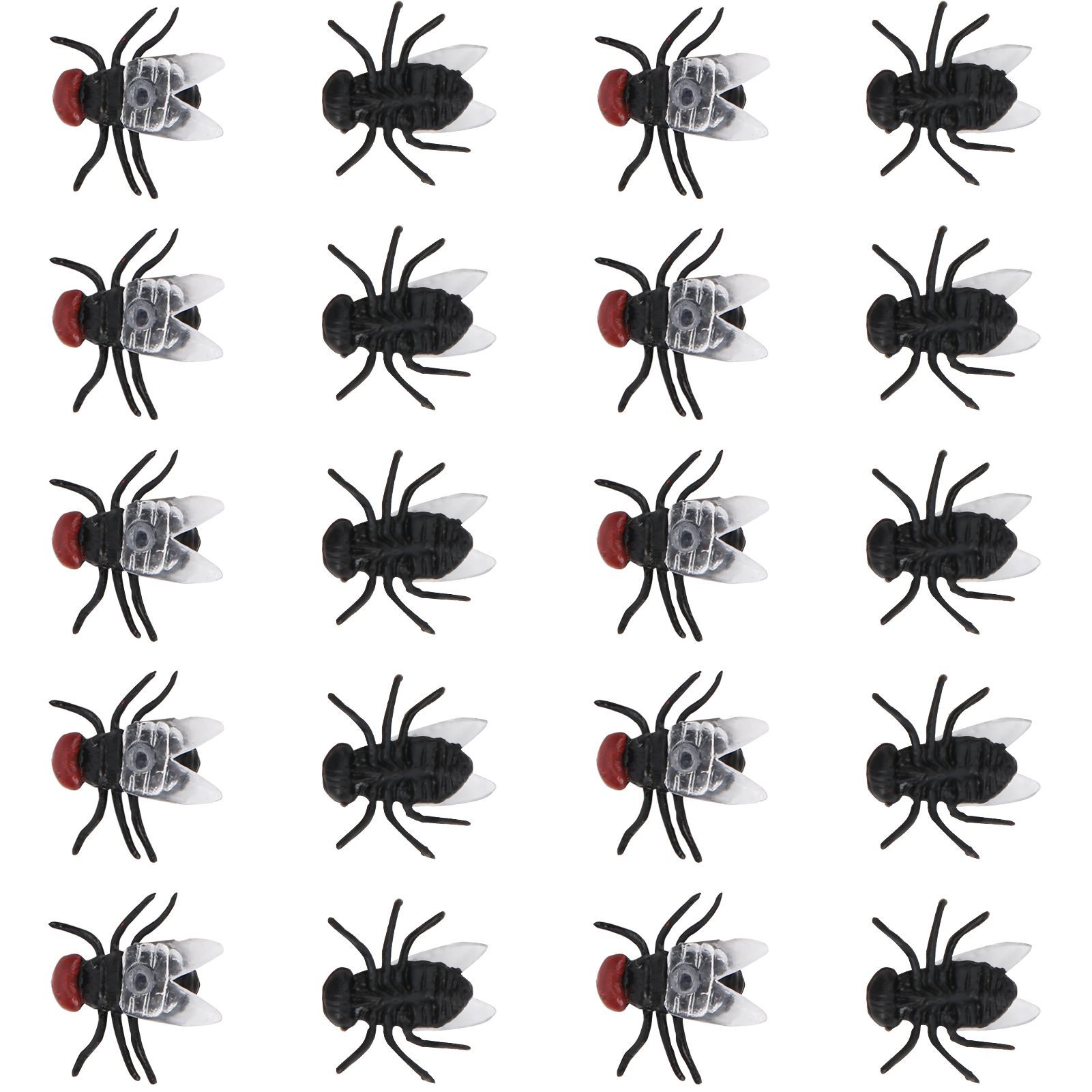 Qimeng La 20pcs Plastic Simulated Flies Toy Halloween Party Joke Model Accessory Set