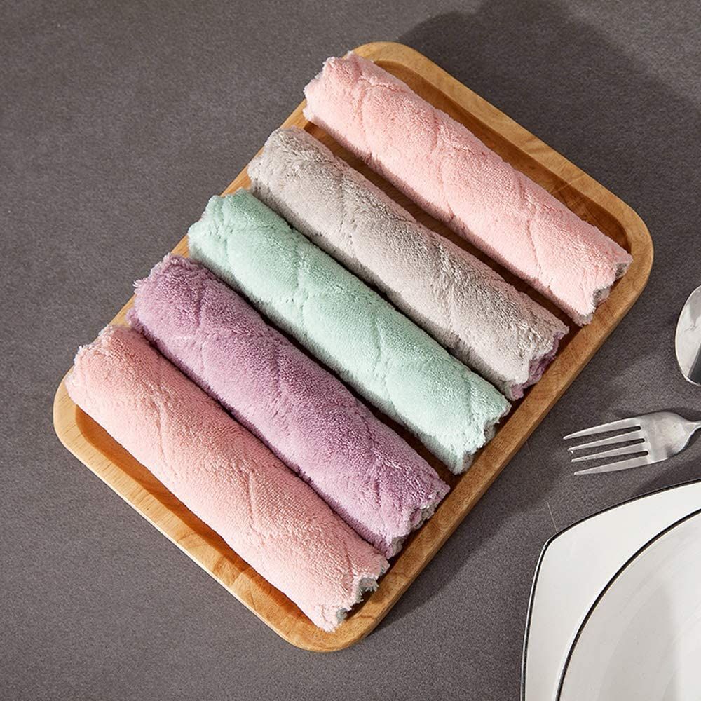 5PCS Small Soft Square Hand Towel Microfiber Water Absorbent