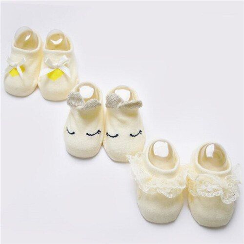 3Pairs/lot Cute Lace Princess Baby Socks Newborn Cotton Boys Girls Sock Toddler Socks Clothing Accessories Size SandM