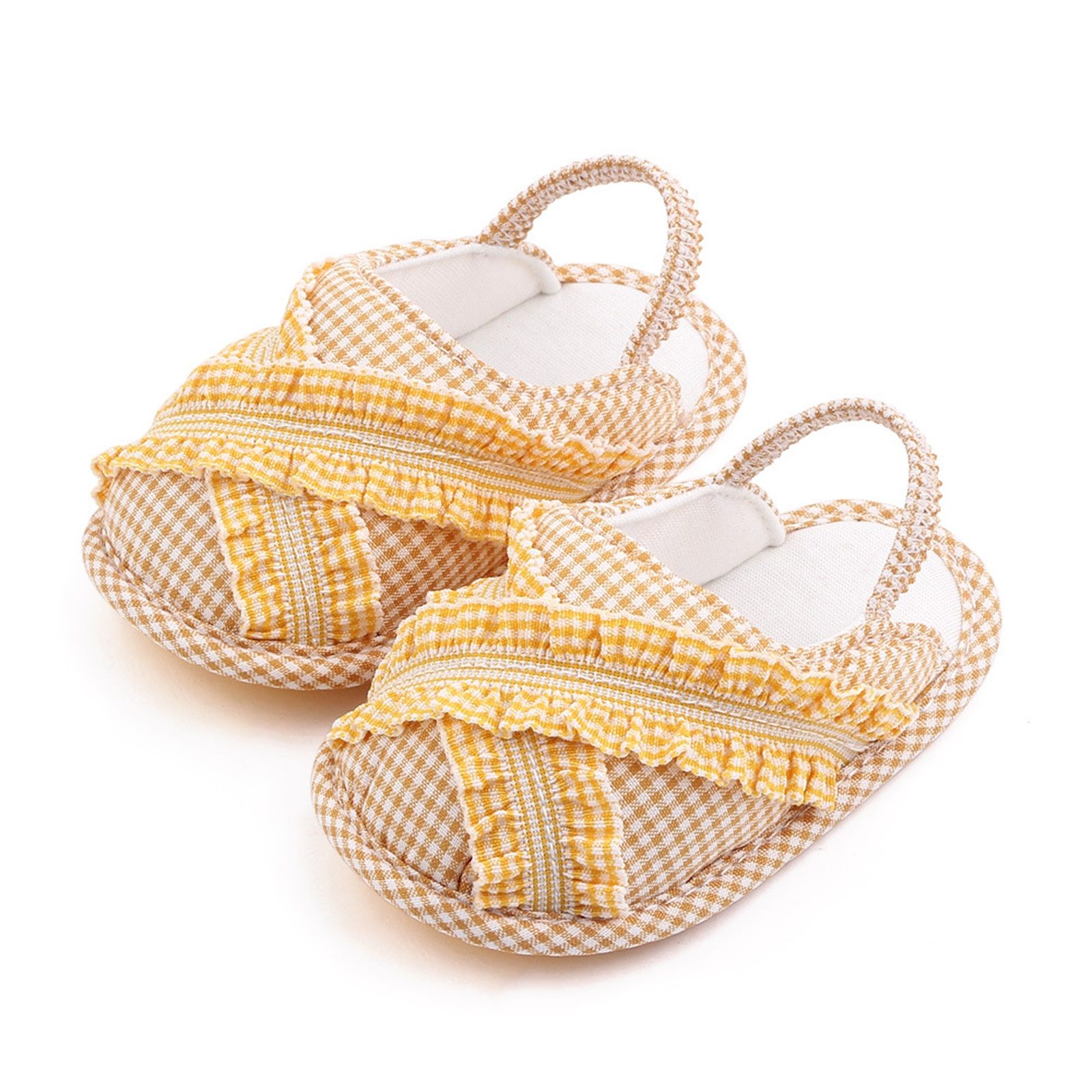 NYT Sandals Shoes With Plaid Pattern Elastic Band Non-Slip Bottom Clothing Accessory