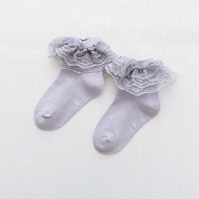 New Arrivals Kids Girl 0-10 Years Big Lace Princess Short Socks Cotton Socks S/M/L/XL Children Lace Socks