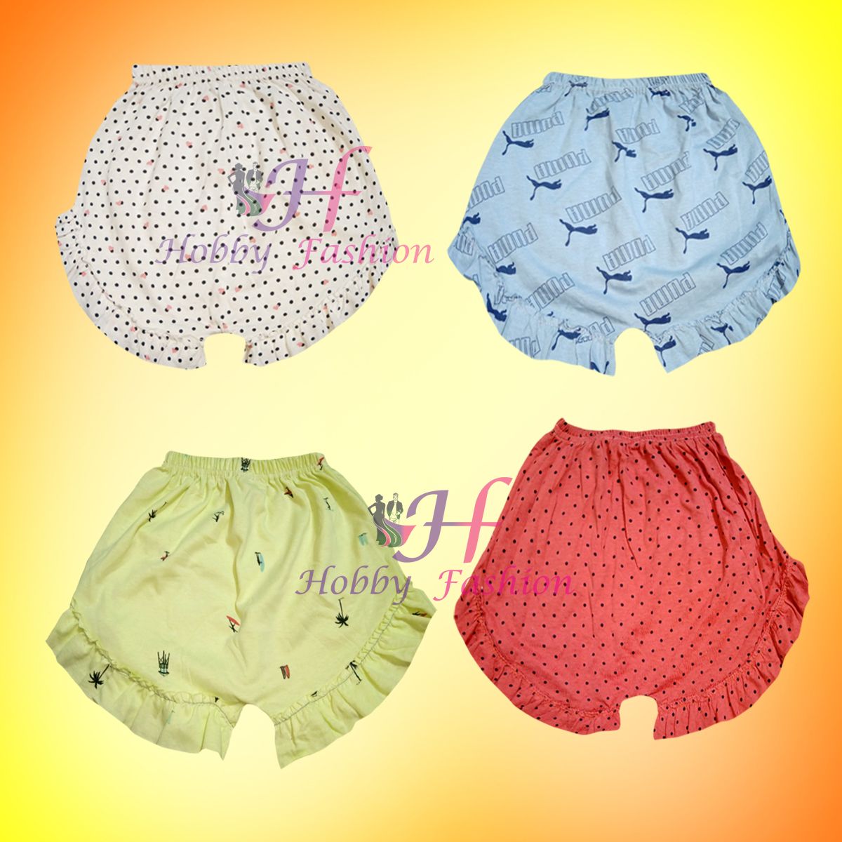 4 Pieces Multi Color printed Half Pant for girls By Any Color