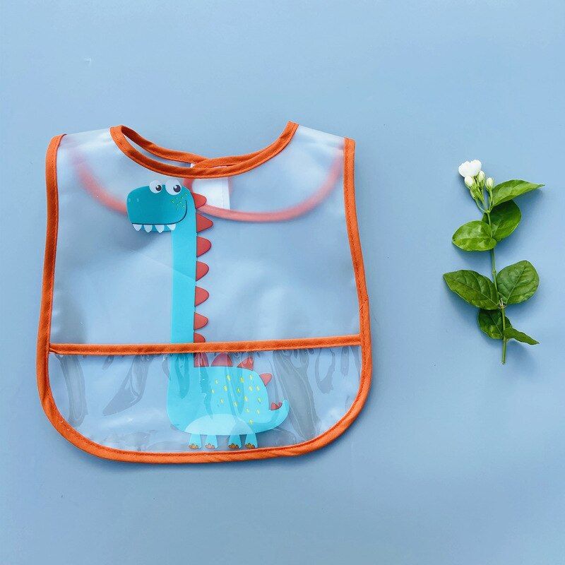 Baby Boys Bibs Cute Cartoon Pattern Toddler Baby EVA Waterproof Saliva Towel Cotton Fit 0-3 Years Old Infant Burp Cloths Feeding
