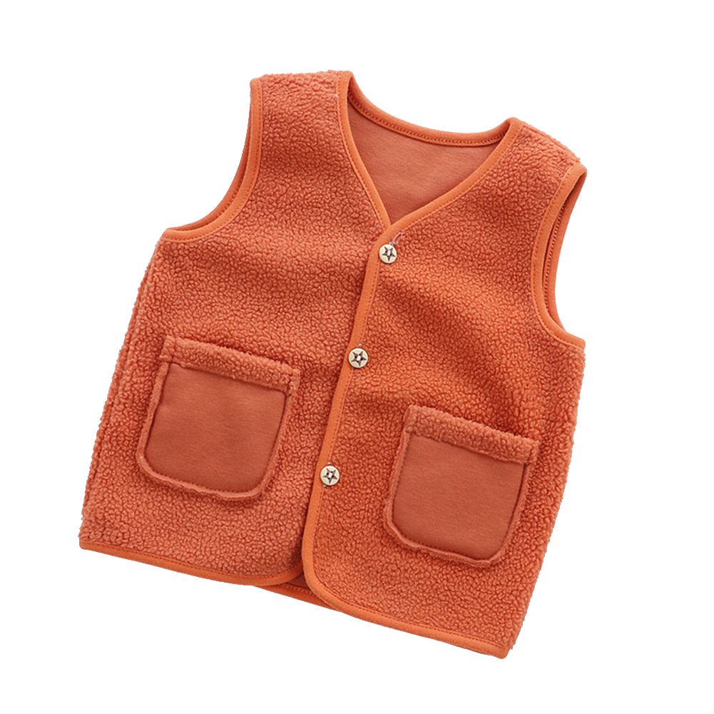 ldren  Vest Polar Fleece hickened Warmth Solid  Sleeveless Cardigan  For Baby
