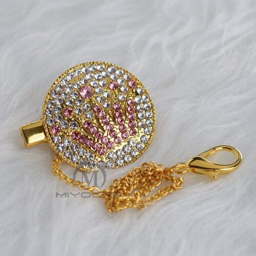 MIYOCAR handmade blue king crown pacifier clip chain pacifier holder metal chain safe unique design for baby CH-3