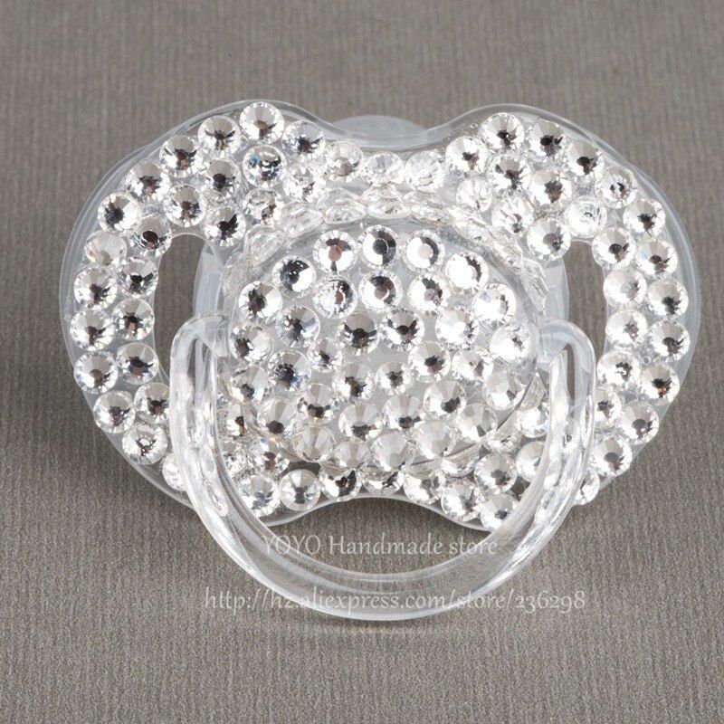 MIYOCAR Special price 4 color shining bling crystal rhinestone Baby Pacifier/ Nipples /Dummy /cocka /chupeta &pacifier clips