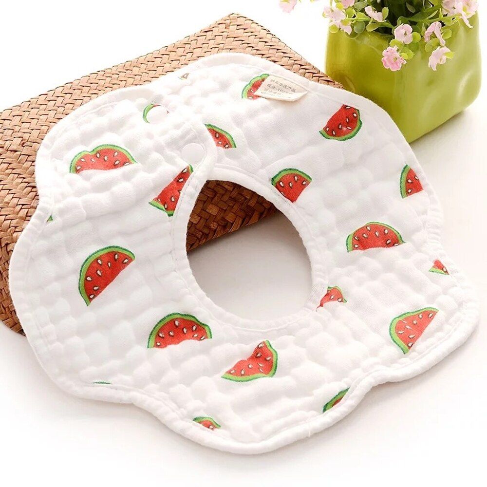 Cotton Waterproof Baby Bibs Fashion Round Neck Baby Burp Cloth Bibs 360 Degree Flower Bib for Girls Baby Clothing Bandana Bibs