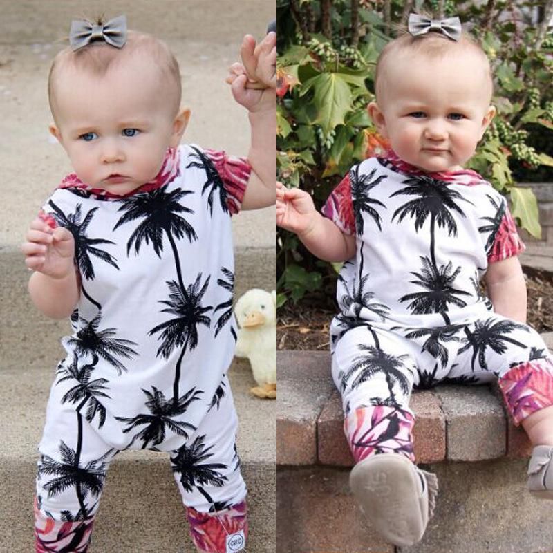 Children's Summer Men And Women Donglian Short Sleeves Of Hardy Hooded Leaves Crawling Clothes
