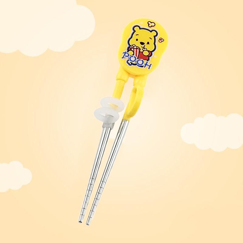Stainless Steel Training Chopsticks Cute Cartoon Training Helper Chopsticks For Kids Toddler Easy To Use, 1 Pair