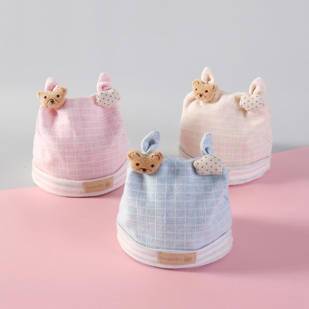 0-3 Months Cotton Cartoon Bear Stars Cute Boys Girls Beanie Kids Baby Hat Winter Warm Children's Hats for Boys Girls Caps
