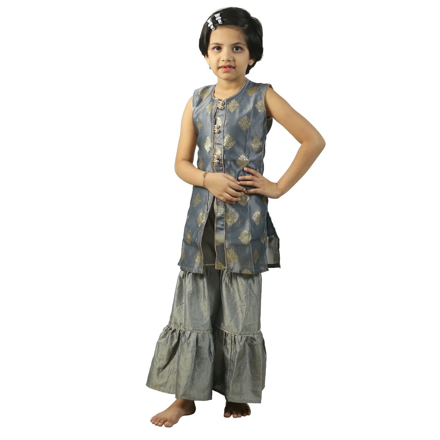 Ash Color Baby kamiz & Sarara  2 Pieces Set (GTP 380)
