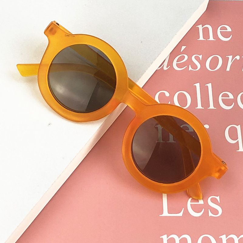 Kids Vintage Round Shape Sunglasses Solid Color Frame UV400 Anti-UV Glasses Girls Boys Fashion Outdoors Beach Eyewear