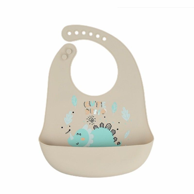 Cartoon Dinosaur Baby Bibs Waterproof Silicone Kids Adjustable Aprons Burp Cloths