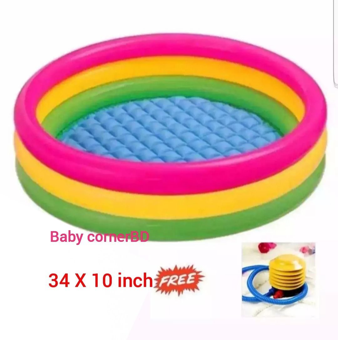 Baby bath tub with a pumper (34 X 10 inch) Multicolor