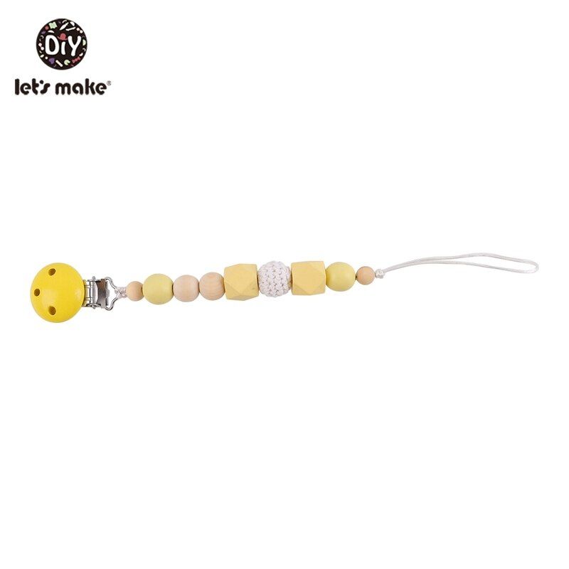 Let's Make 1pc Wooden Maple Beads Hexagon Crochet Beads Baby Teether Pacifier Clips Wood Crafts Toys Pacifier Holder Chain