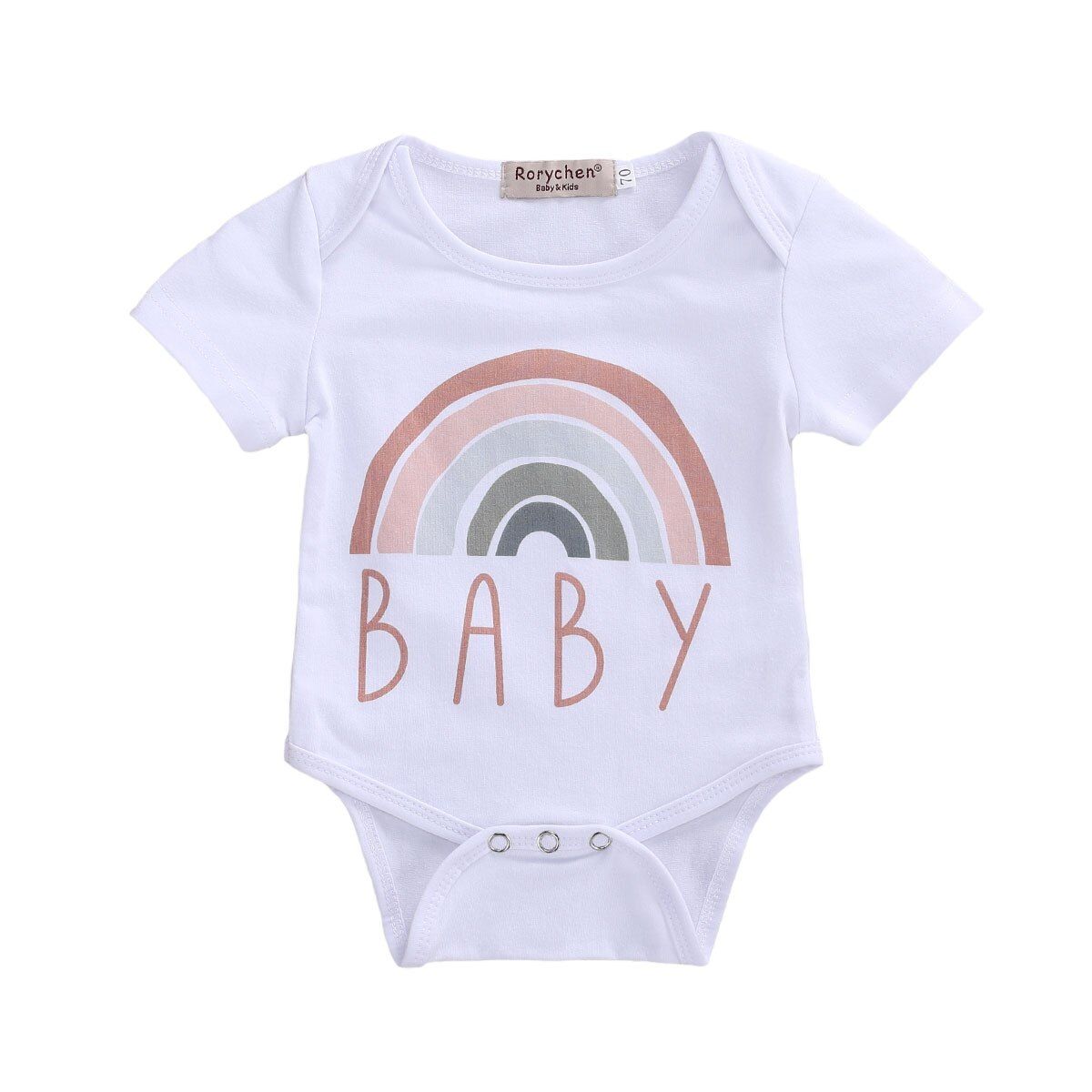 Rainbow Bodysuit Toddler Baby Boys Girls White Cotton Bodysuit Short Sleeve Letter Print Bodysuit Outfits