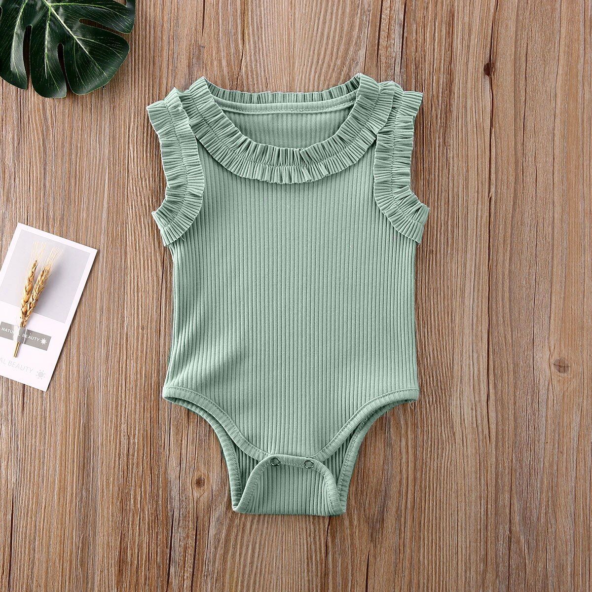 0-24M  Newborn Infant Baby Girl Sleeveless Romper Solid Summer Cotton Outfit Jumpsuit