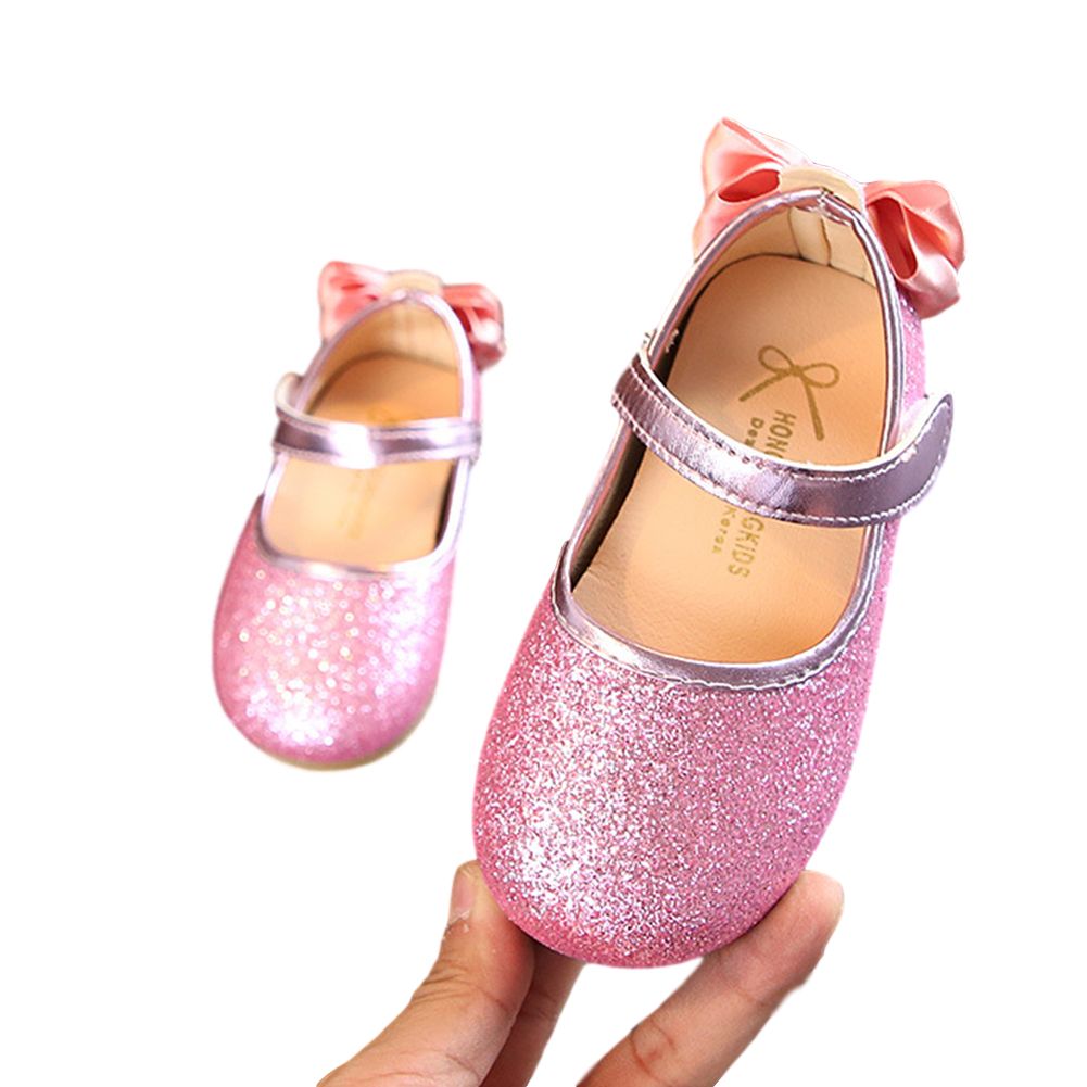 Girls Sandals Bright Leather Bow Elegant Princess Flat Shoes Single Sandals