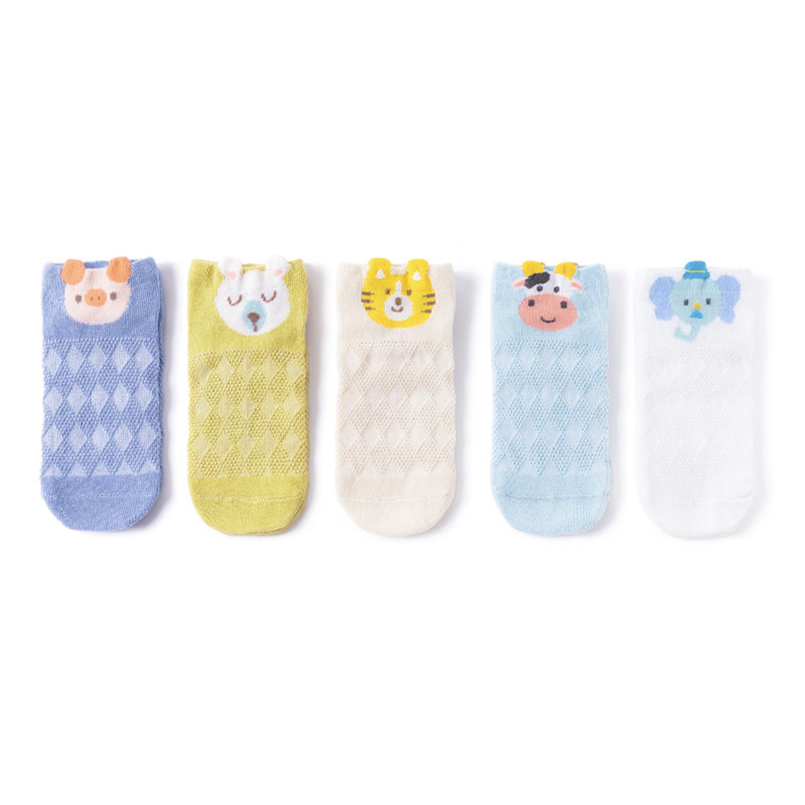 5 Pairs Baby Ankle Socks Cartoon Animal Pattern Skin Friendly Breathable Toddlers Mesh Short Socks for Summer