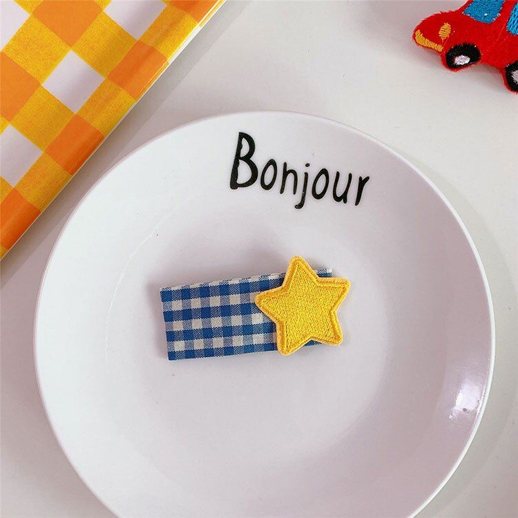 1 Piece Cartoon Kids Snap Hair Clips Baby Girls Plaid Fabric School Style Sweet Hair Pins Barrettes Headwear Hair Accessories