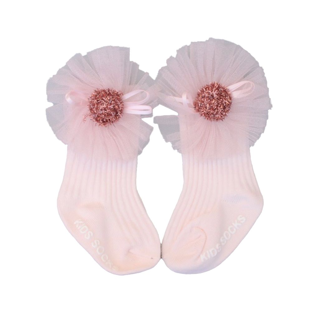 Yfashion 1 Pair Of irls Socks Cotton All-match Solid Color Cute Flower Bowknot Socks color
