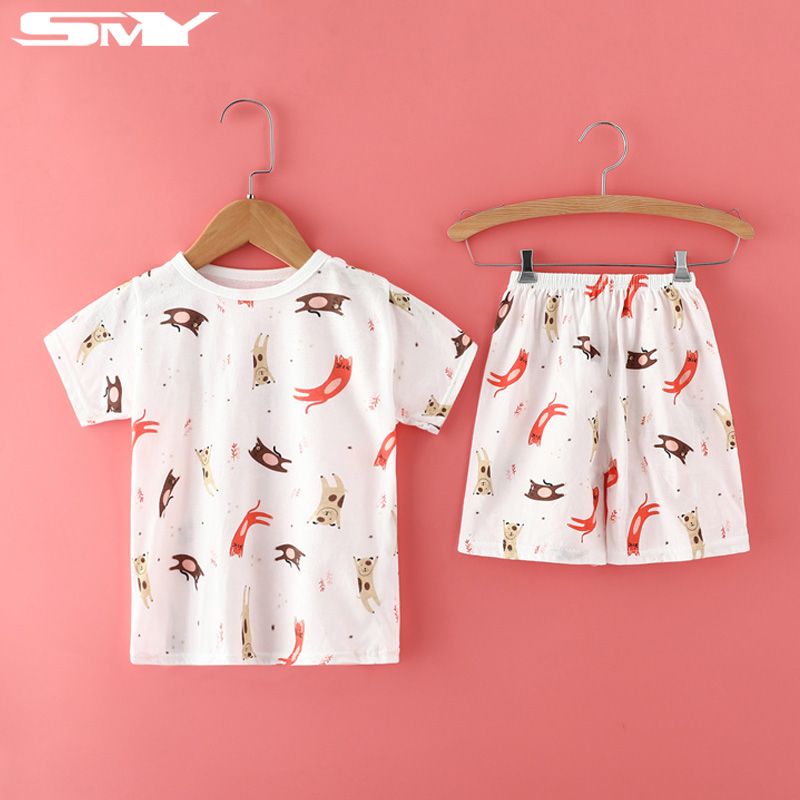 SMY 2022 Cotton Baby Clothing Sets 3-36 Months Unisex Short Sleeve Tops Shorts Home Wear Comfortable Kids Clothing Set