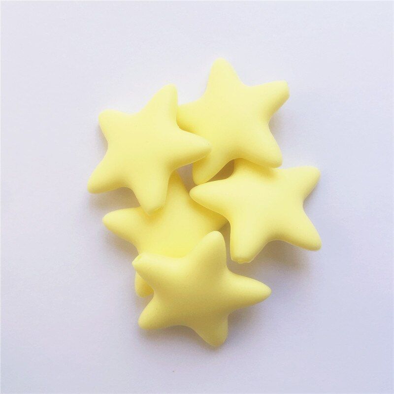Chenkai 20pcs BPA Free Loose Silicone Star Teether Beads DIY Mom wearing Baby Shower Pacifier Teether Jewelry Sensory Toy