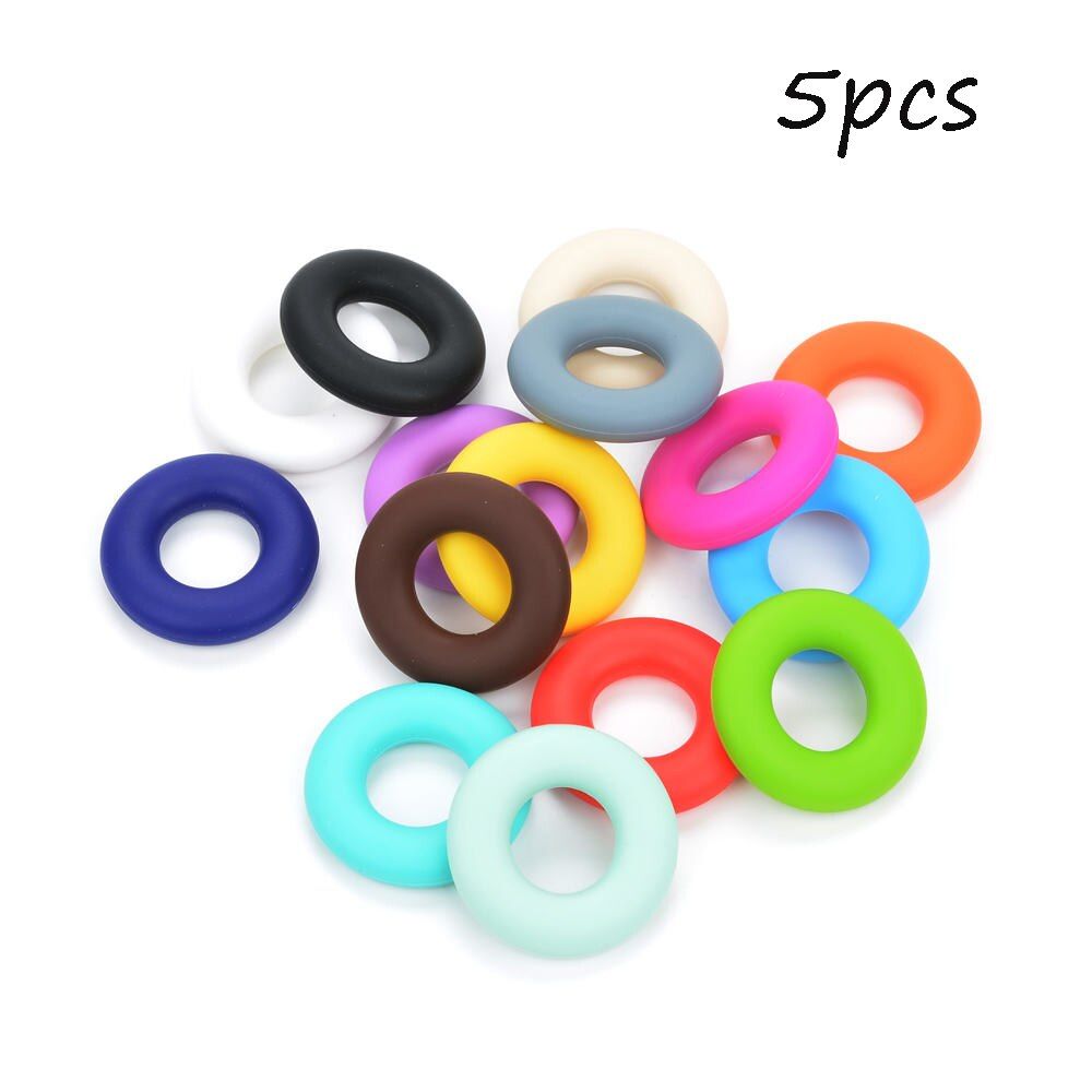 LOFCA 5pcs Donut Silicone Beads Baby Teether Food Grade baby teether silicone teething Toy  Pacifier Chain DIY Accessories