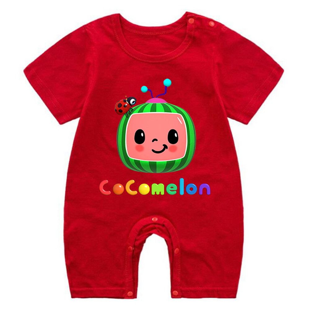 Baby  Rompers Cotton Cute Printed Short-sleeved Jumpsuit For 0-2 Years Old color:Red size:66cm infant age:0-6months