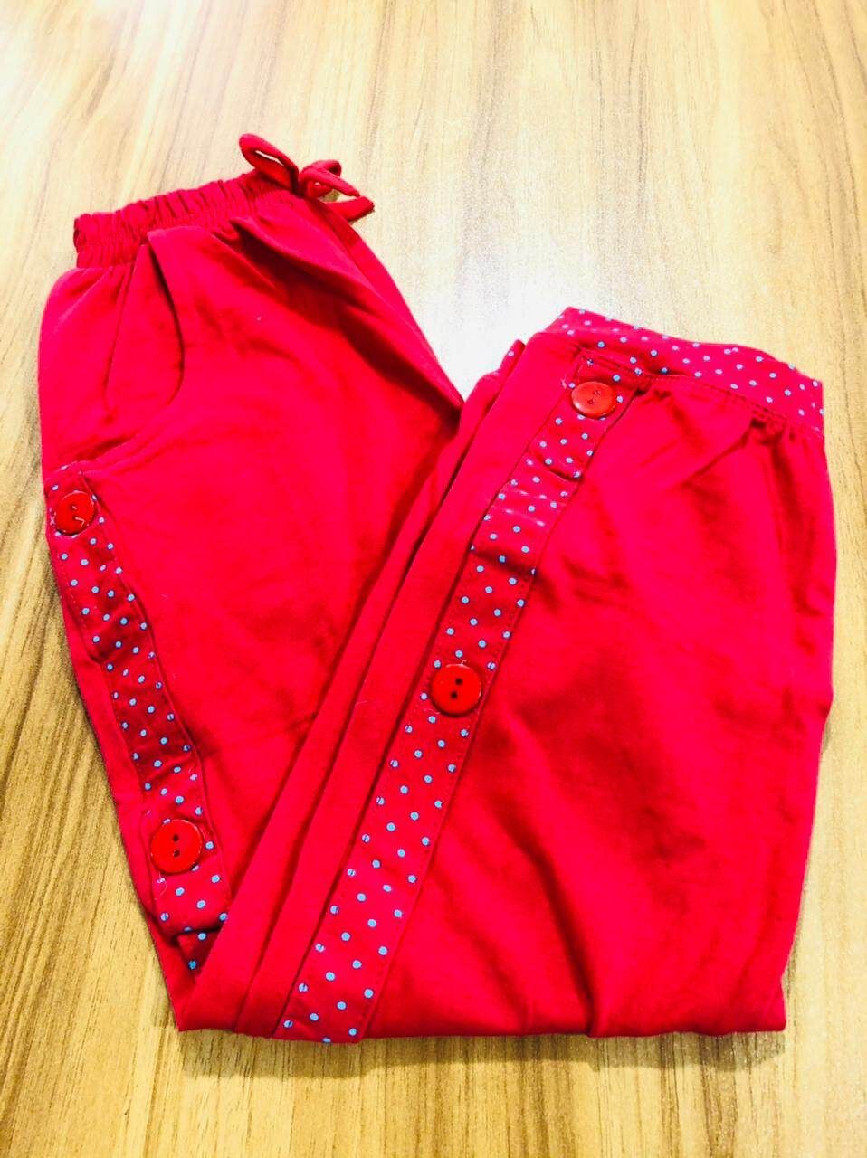 Baby Girls-Summer Cotton Pant/ Girls Three Quarter Pant Red Color