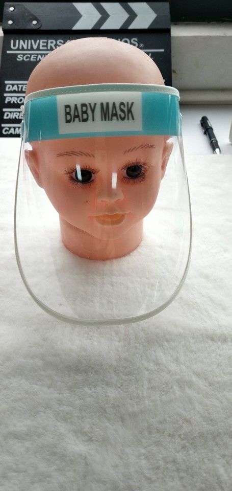 Kids Face Protective Shield Mask Visor Transparent with Elastic Band and Sponge Head-Mounted Isolation Mask