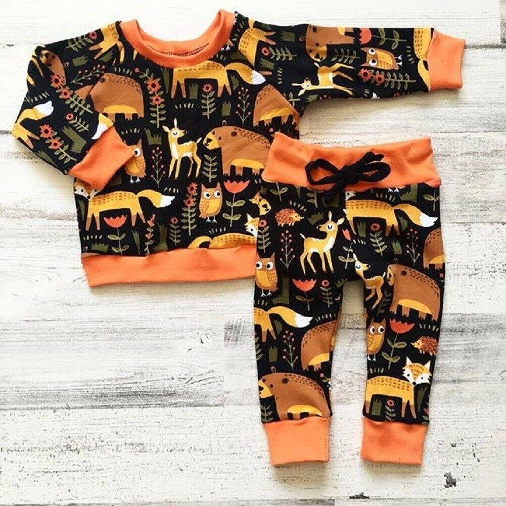 1-5Years Baby Boys Girls Clothes Top T-shirt Pants Leggings Outfit