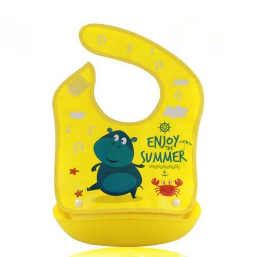 【ALLGOOD】Boys Girls Waterproof Baby Bibs Silicone+Plastic Apron Baby Feeding Food Catcher Bib Wipe Clean Cartoon Feeding Dribble Boy Girl Plastic Mealtime