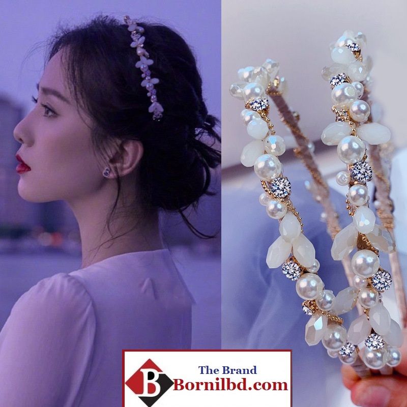 Girls winding crystal pearl rhinestone headband Korean version elegant headband