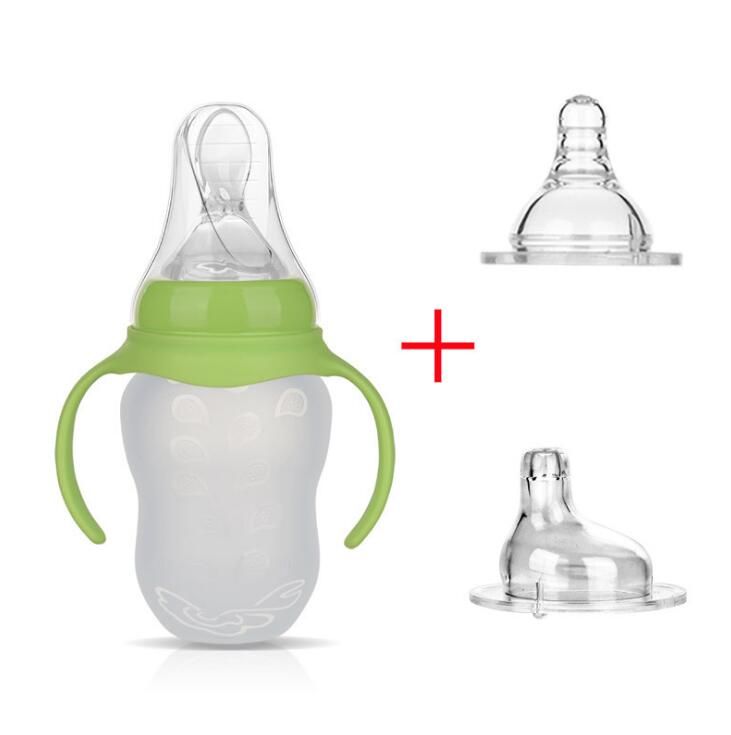 180ML Baby Bottles and Feeding Spoon Silicone Baby Feeding Cup Baby Water Bottle Kids Nursing Bottles GYH