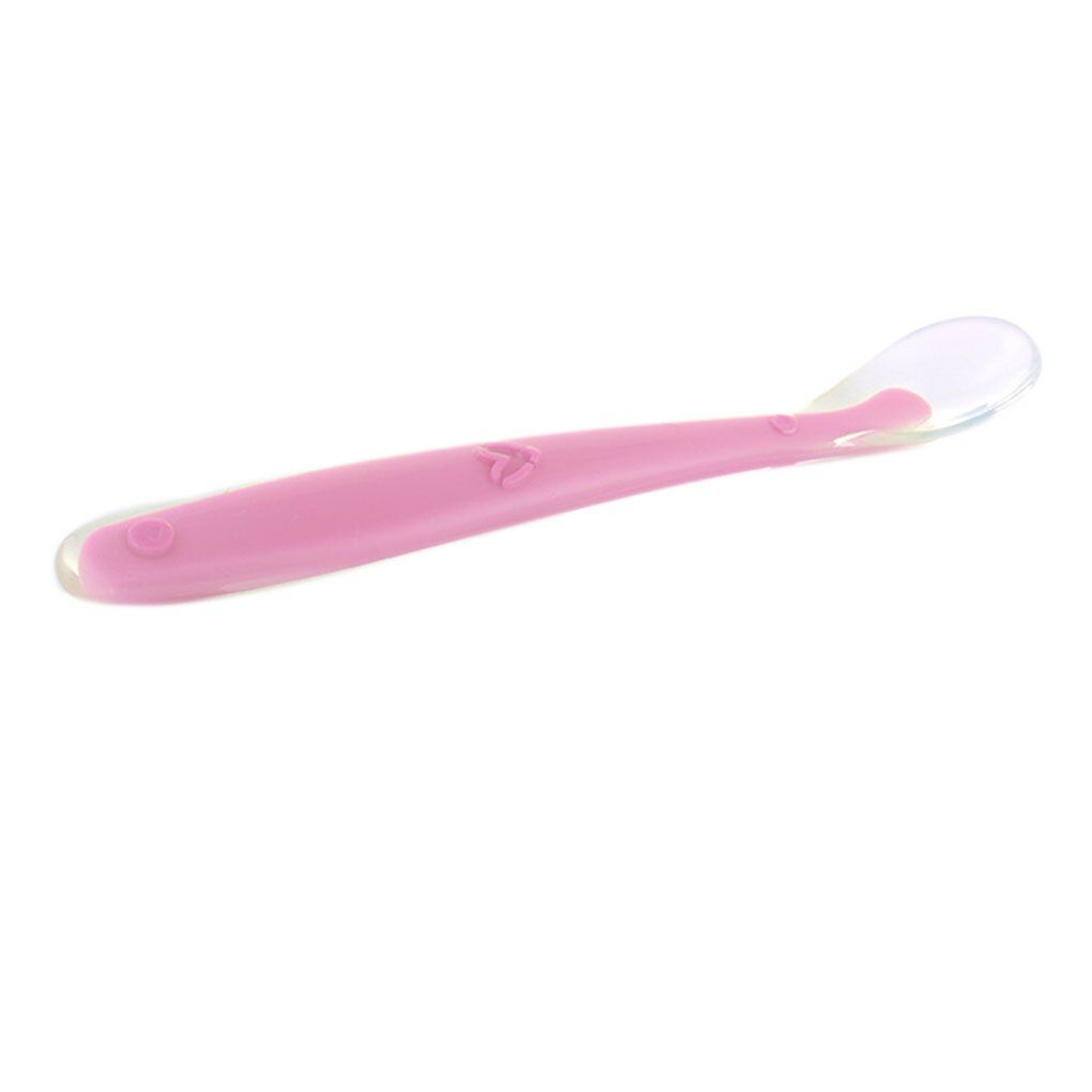 Baby Silicone Spoon Candy Color Temperature Sensing Spoon Children Food Feeder Appliance Baby Feeding Tools Soft Spoons 1/2pcs