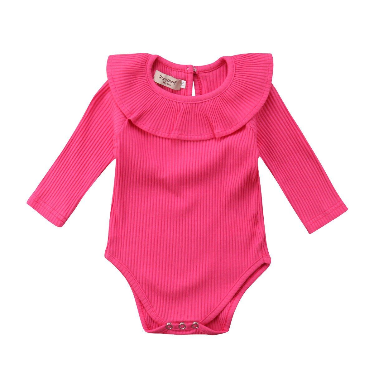 2019 New Spring Autumn Toddler Baby Girl Kids Long Sleeves Romper Lotus Leaf Collar Romper Outfits 5 Color 0-24Months