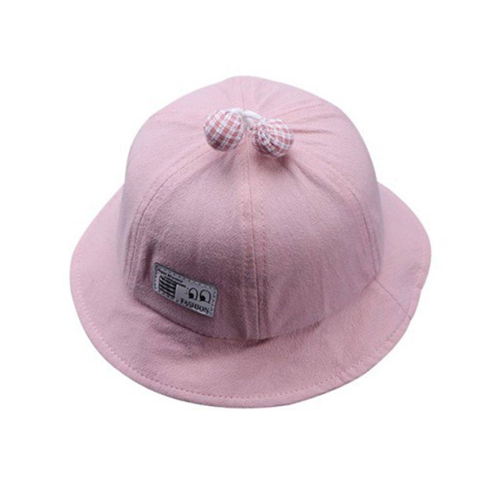 Fashion Baby Kid Lovely Ball Inner Plaid Bucket Hat Outdoor Sun Protection Cap