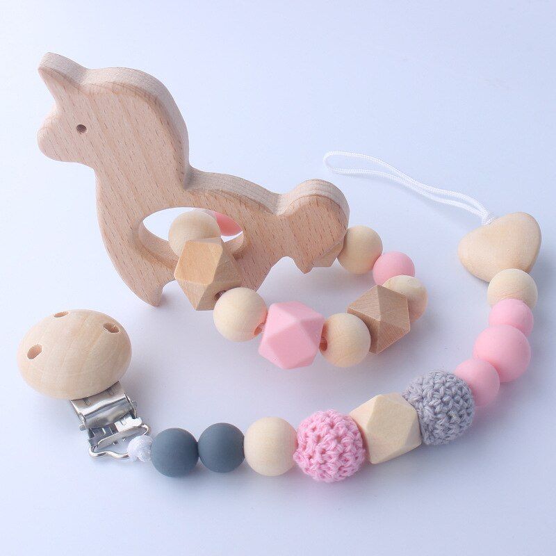 2019 New Baby Products Silicone Beads Teething Ring Bracelet Hand Made Rattles Pacifier Holder Toy Chain Holder For Nipples